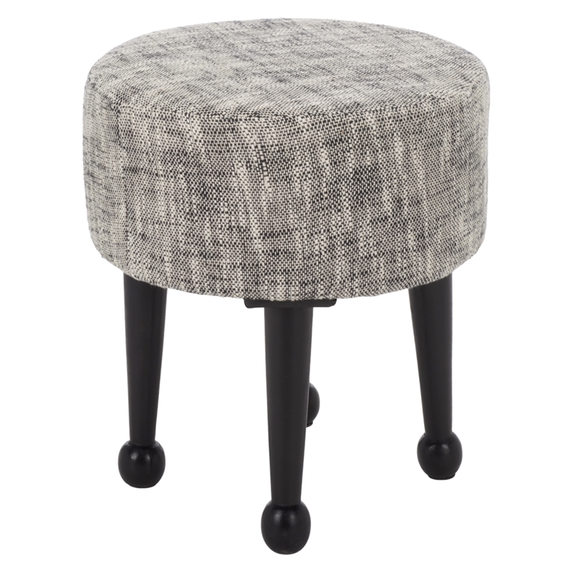 Safavieh Esfir Round Wood Pouf in Navy / Black