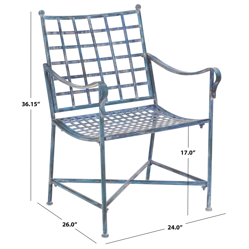 Safavieh Caledonia Iron Lounge Chair Set 2 in Blue