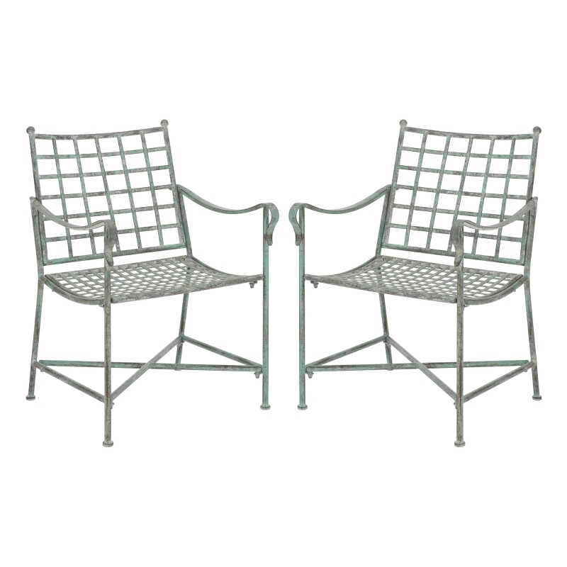 Safavieh Caledonia Iron Lounge Chair Set 2 in Green