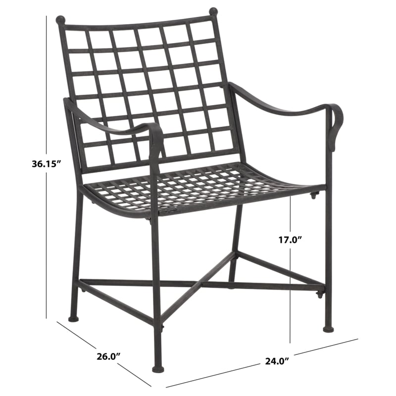 Safavieh Caledonia Iron Lounge Chair Set 2 in Black
