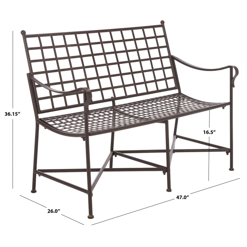 Safavieh Caledonia Iron Loveseat in Brown