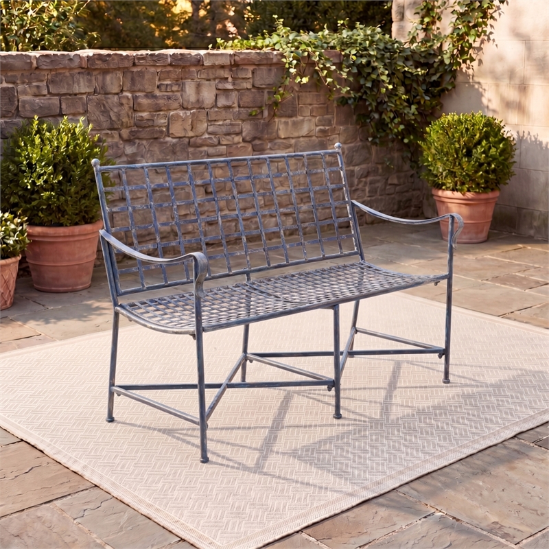 Safavieh Caledonia Iron Loveseat in Blue