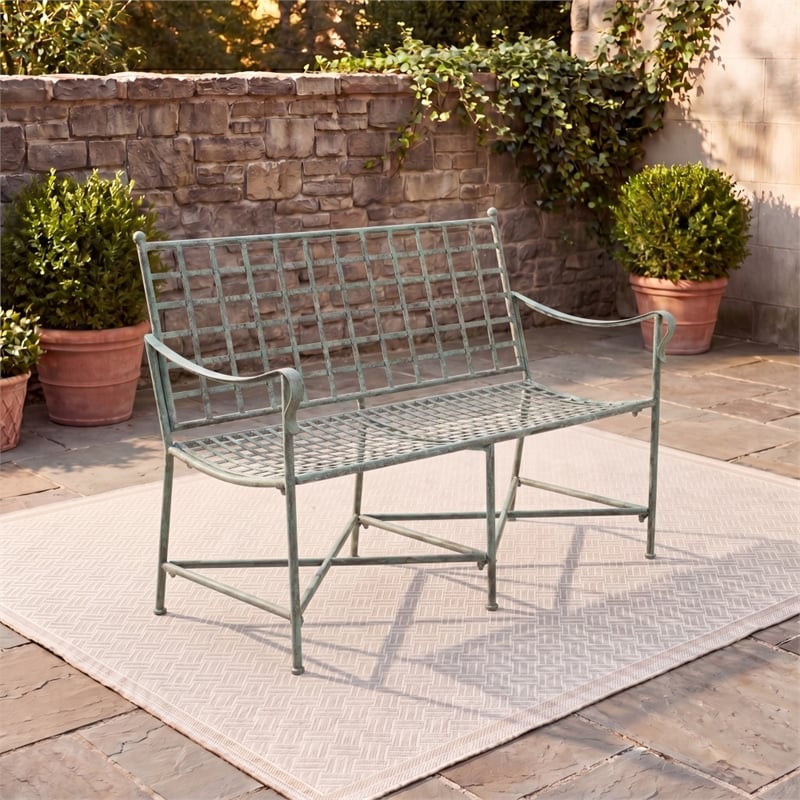 Safavieh Caledonia Iron Loveseat in Green