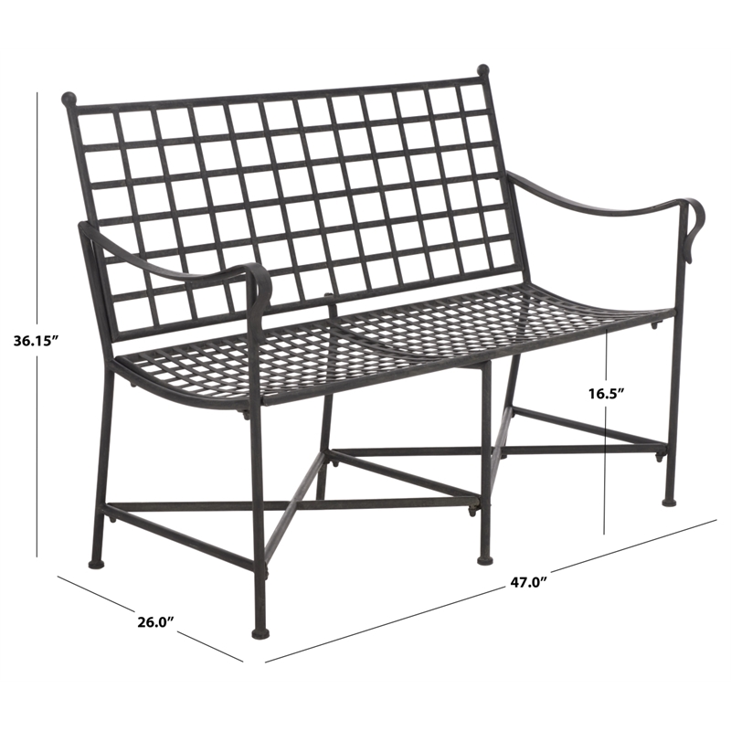 Safavieh Caledonia Iron Loveseat in Black