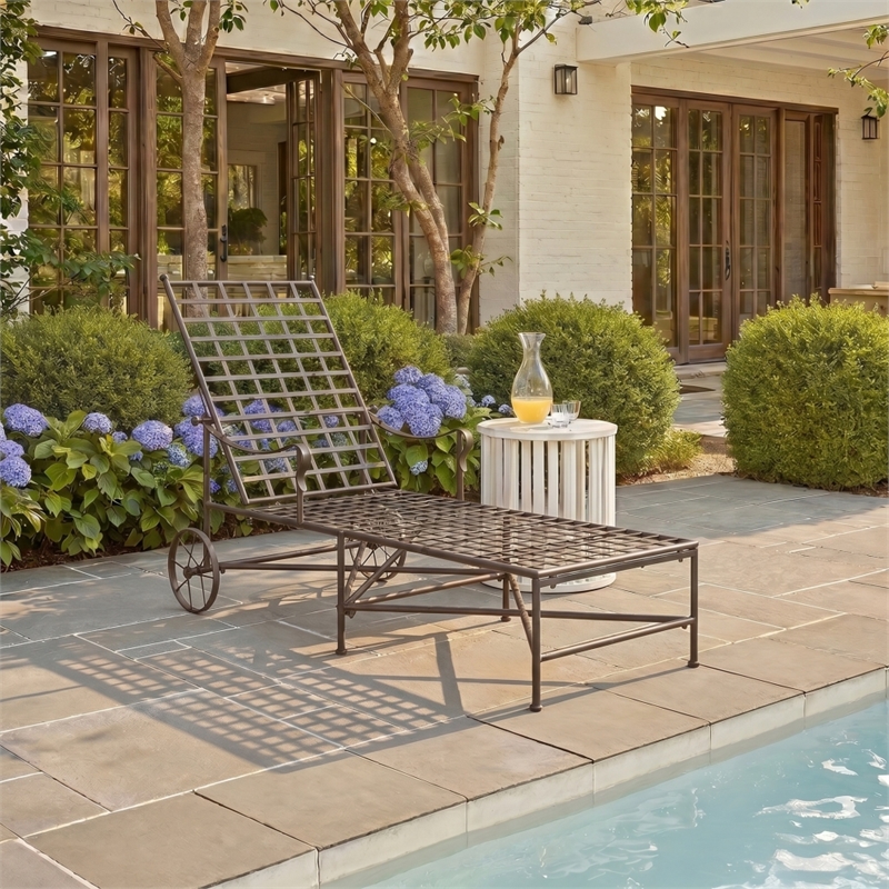 Safavieh Caledonia Iron Chaise Lounge in Brown