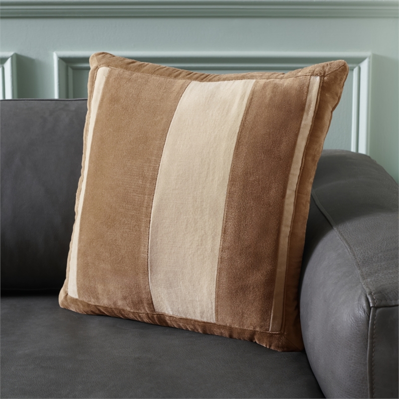 Safavieh Andy Cotton Pillow in Khaki / Ivory
