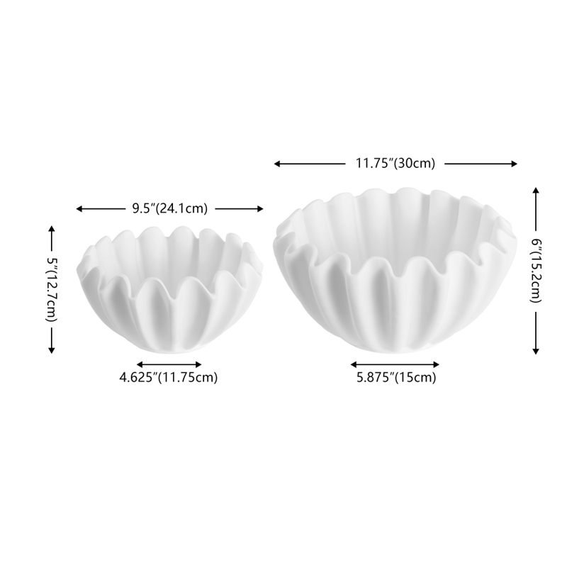 Safavieh Leni Ruffle Ceramic Vase Set 2 in White