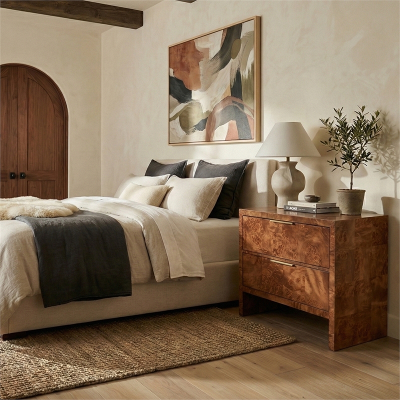 Safavieh Francene Burl Wood Nightstand in Walnut