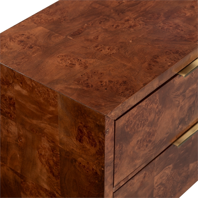 Safavieh Francene Burl Wood Nightstand in Walnut
