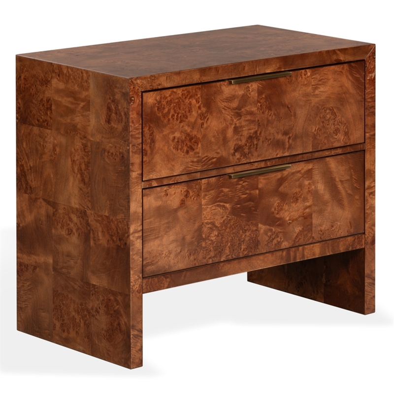 Safavieh Francene Burl Wood Nightstand in Walnut