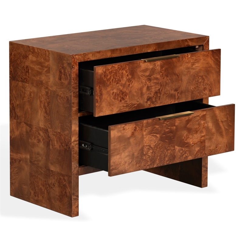 Safavieh Francene Burl Wood Nightstand in Walnut