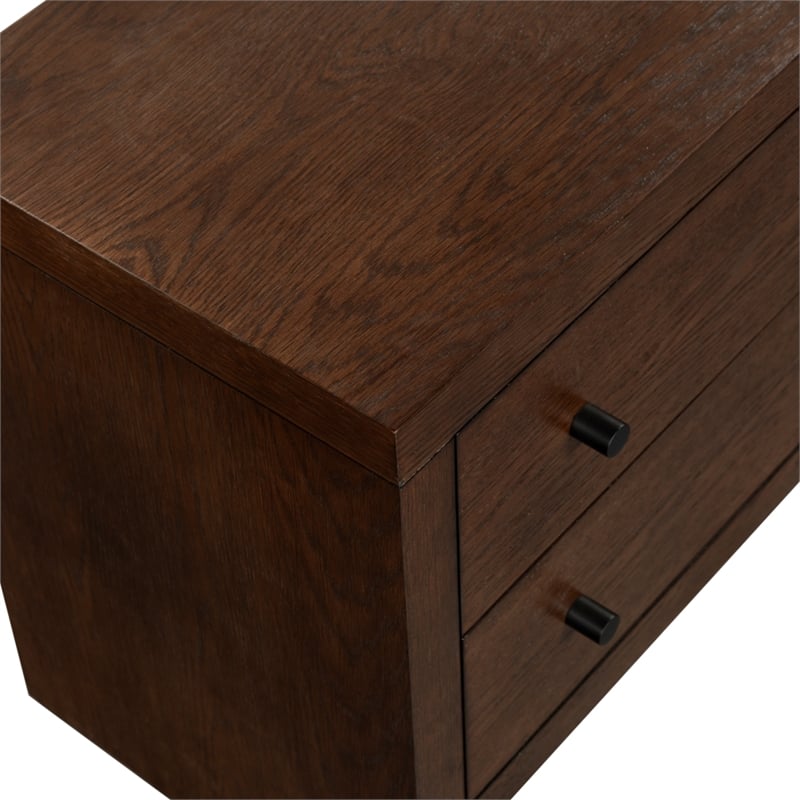 Safavieh Frederick 2 Drawer Wood Nightstand in Dark Walnut