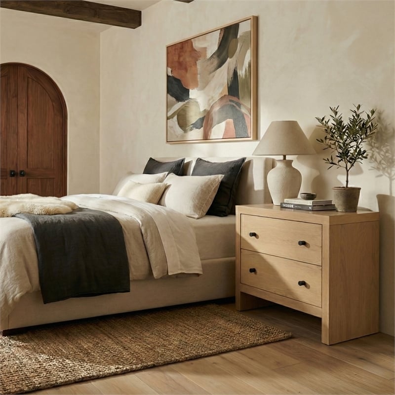 Safavieh Frederick 2 Drawer Wood Nightstand in Oak