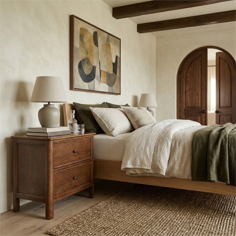 Safavieh Hannaleigh 2 Drawer Wood Nightstand in Dark Walnut