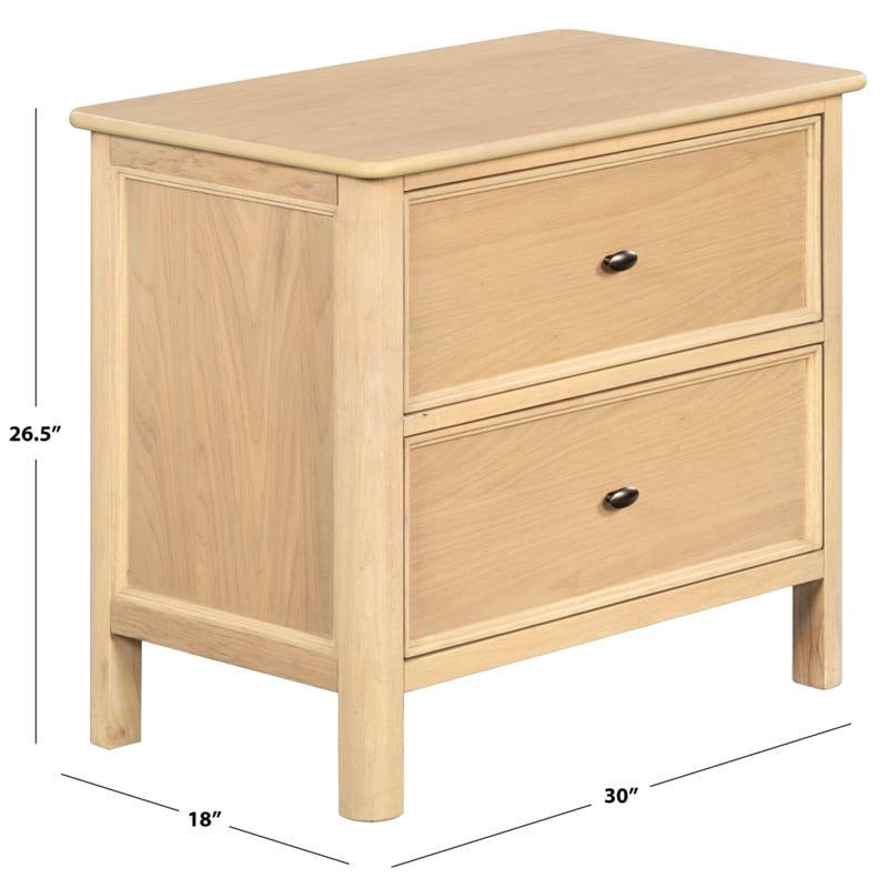 Safavieh Hannaleigh 2 Drawer Wood Nightstand in Oak