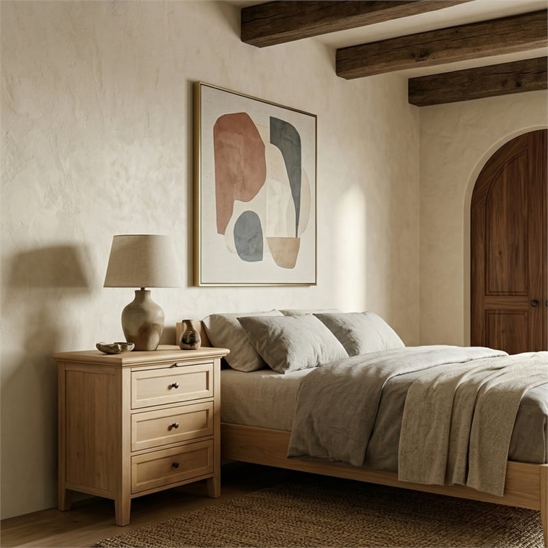Safavieh Trevor 3 Drawer Wood Nightstand in Oak