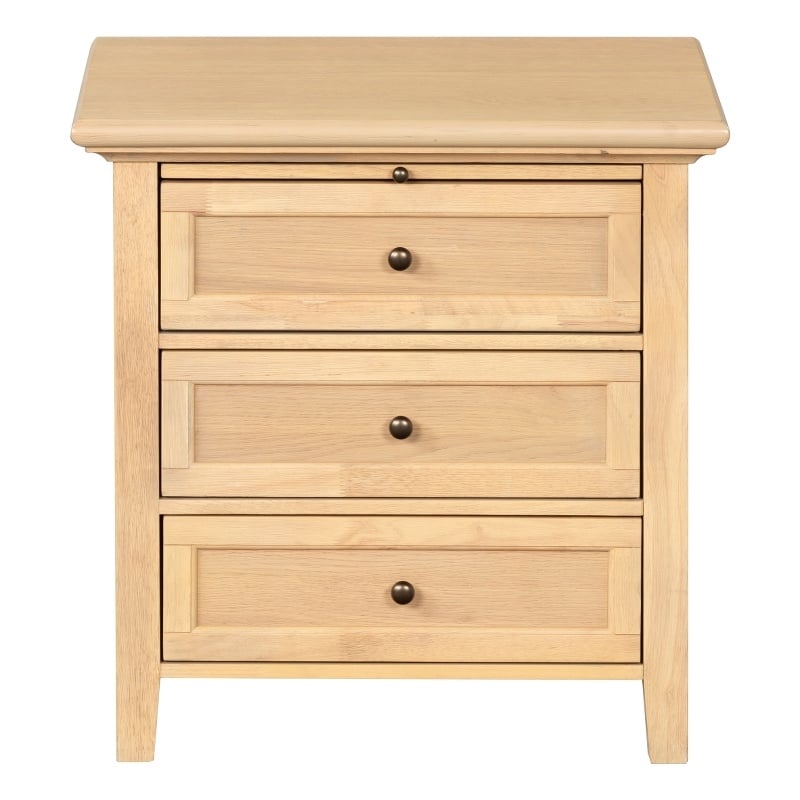 Safavieh Trevor 3 Drawer Wood Nightstand in Oak