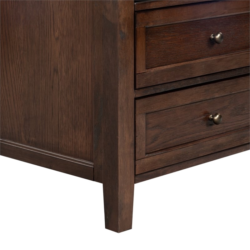 Safavieh Trevor 3 Drawer Wood Nightstand in Dark Walnut