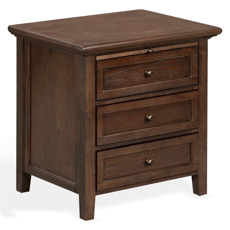 Safavieh Trevor 3 Drawer Wood Nightstand in Dark Walnut