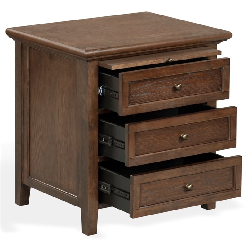 Safavieh Trevor 3 Drawer Wood Nightstand in Dark Walnut