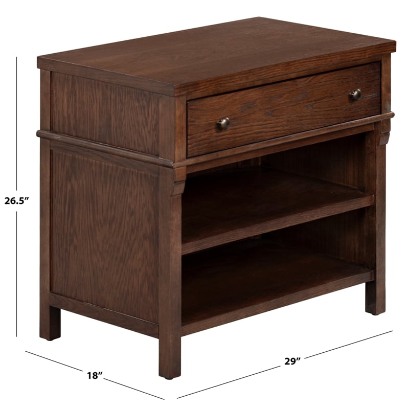 Safavieh Haylie 1 Drawer Wood Nightstand in Dark Walnut