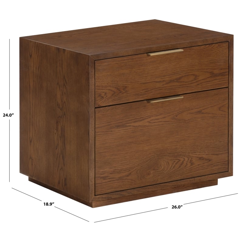 Safavieh Gabribecca 2 Drawer Wood Nightstand in Walnut