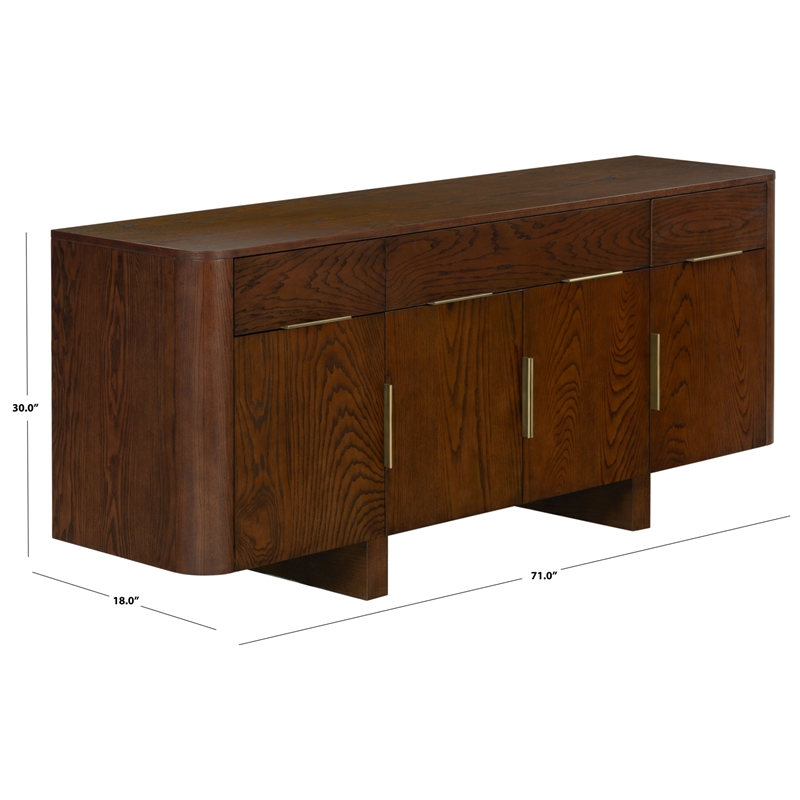 Safavieh Dorothea 3 Drawer Wood Sideboard in Walnut