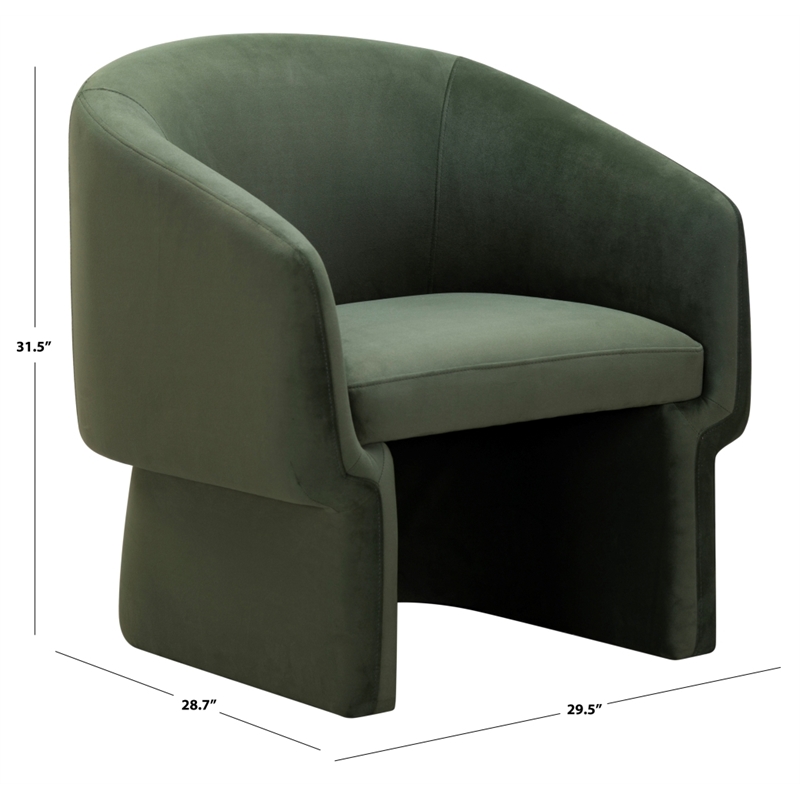 Safavieh Susie Barrel Wood Back Accent Chair in Olive