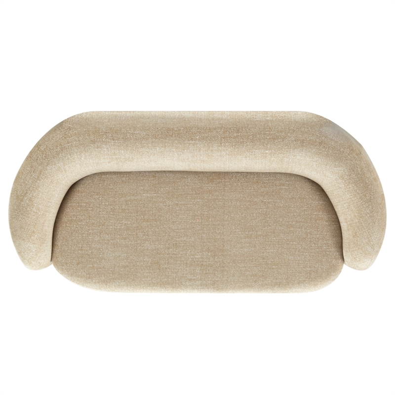 Safavieh Zhao Wood  Curved Loveseat in Light Brown