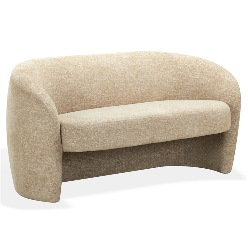 Safavieh Zhao Wood  Curved Loveseat in Light Brown