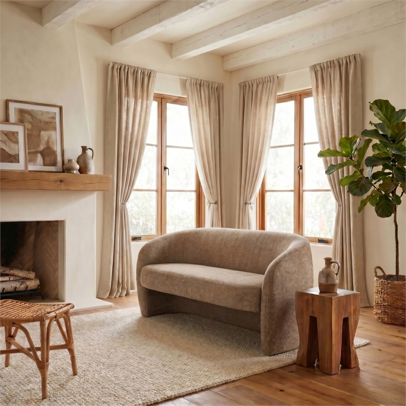 Safavieh Zhao Wood Curved Loveseat in Brown