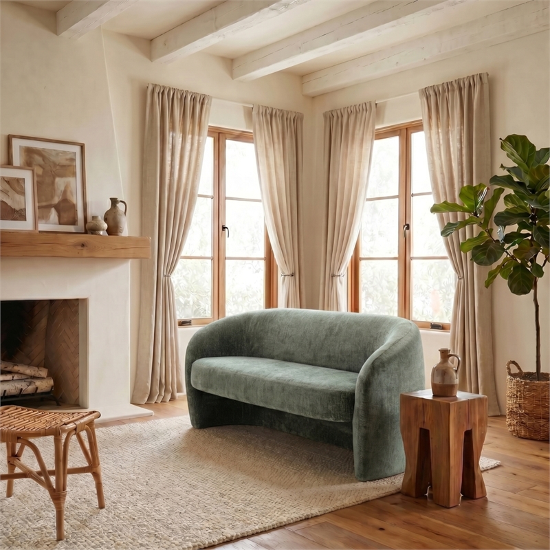 Safavieh Zhao Wood Curved Loveseat in Green