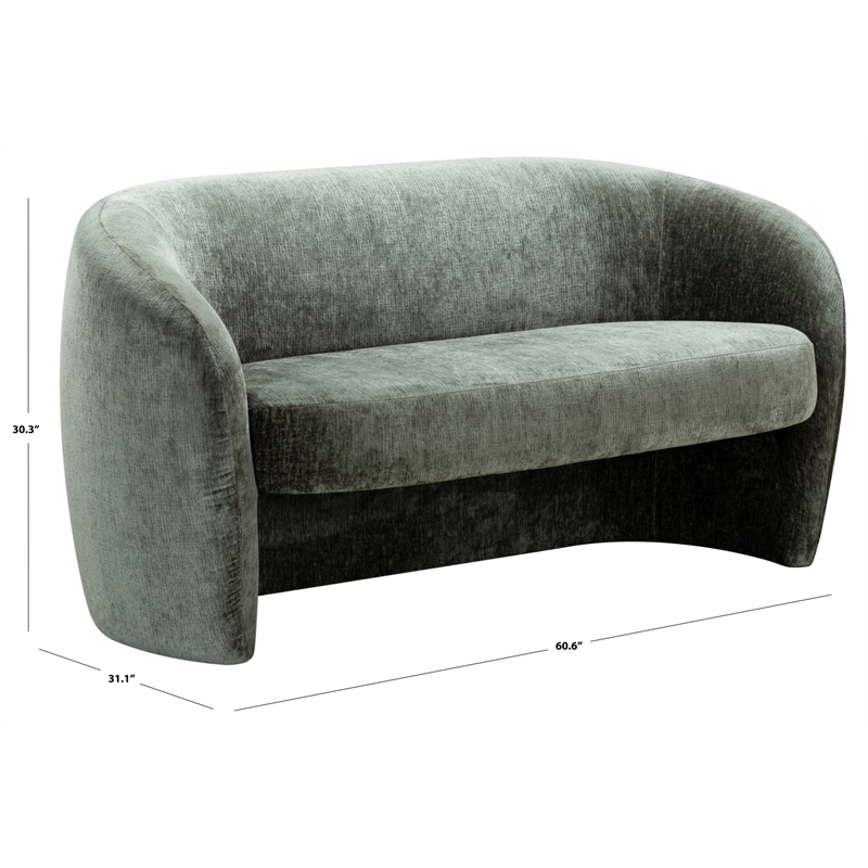 Safavieh Zhao Wood Curved Loveseat in Green