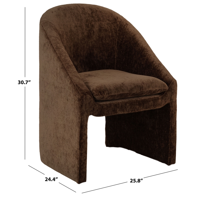 Safavieh Kagan Chenille and Wood Dining Chair in Brown