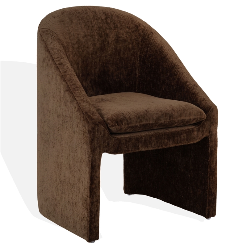Safavieh Kagan Chenille and Wood Dining Chair in Brown