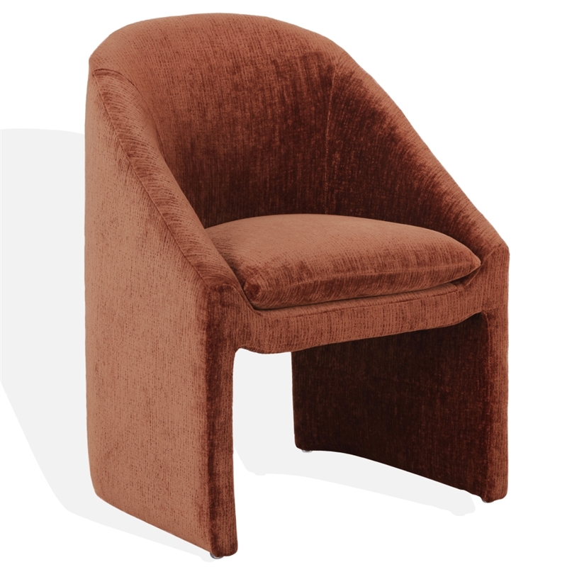Safavieh Kagan Chenille and Wood Dining Chair in Camel