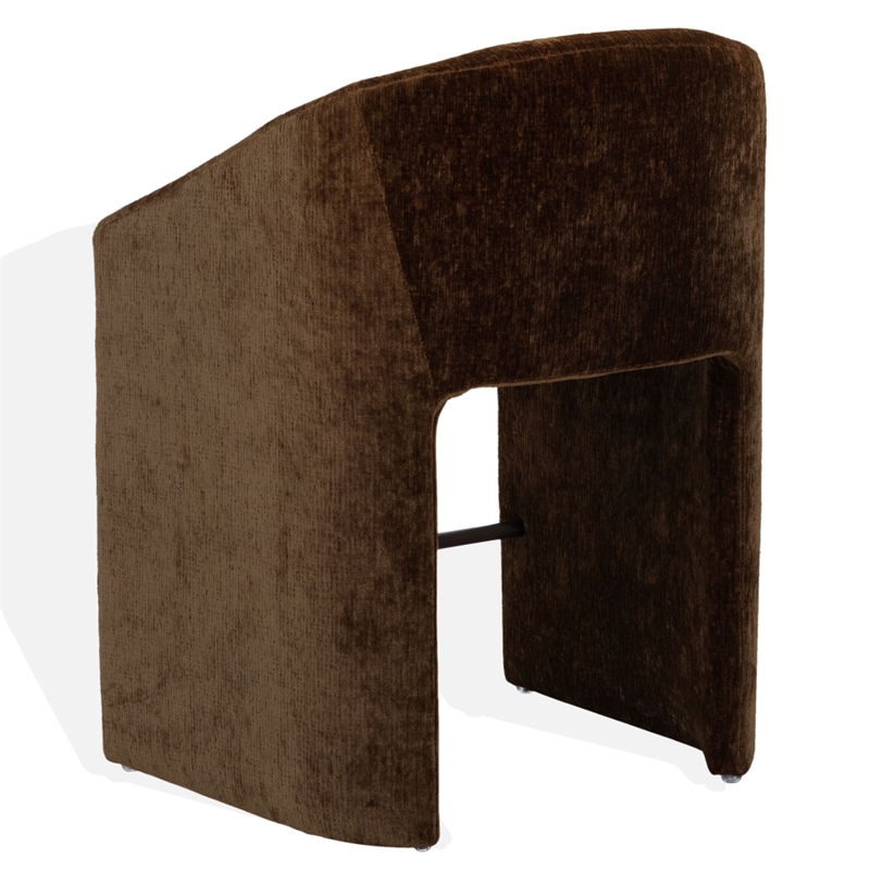 Safavieh Kagan Chenille and Wood Counter Stool in Brown
