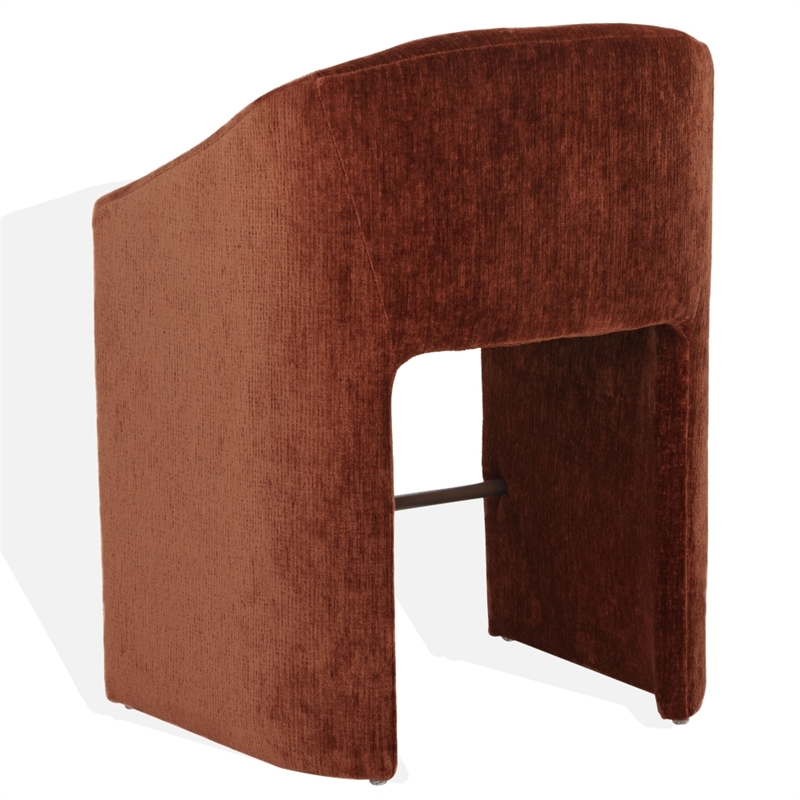 Safavieh Kagan Chenille and Wood Counter Stool in Camel