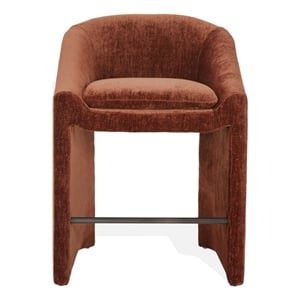 Safavieh Kagan Chenille and Wood Counter Stool in Camel