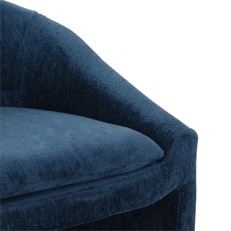 Safavieh Kagan Chenille and Wood Counter Stool in Navy