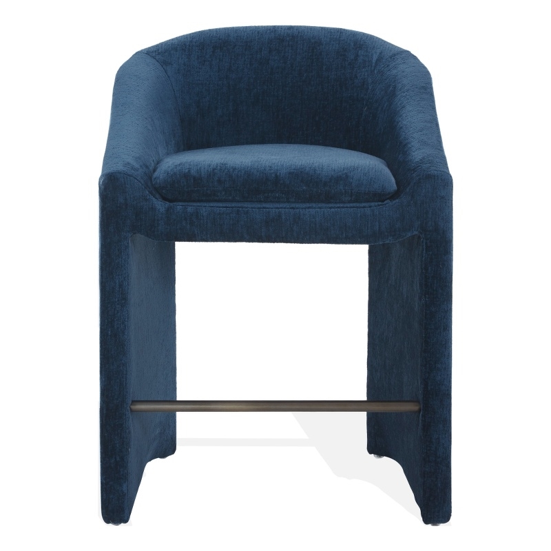 Safavieh Kagan Chenille and Wood Counter Stool in Navy