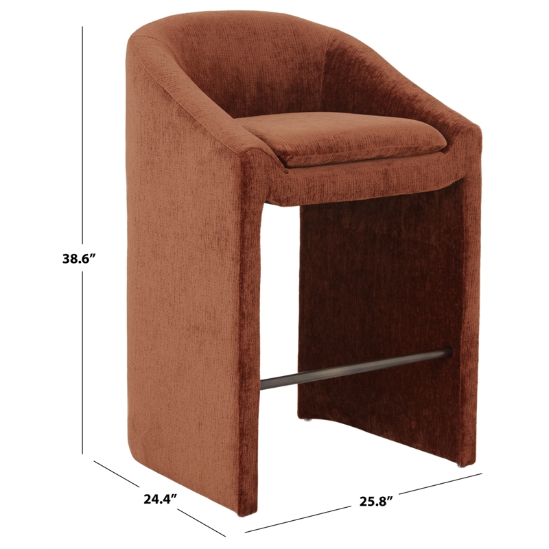Safavieh Kagan Chenille and Wood Barstool in Camel