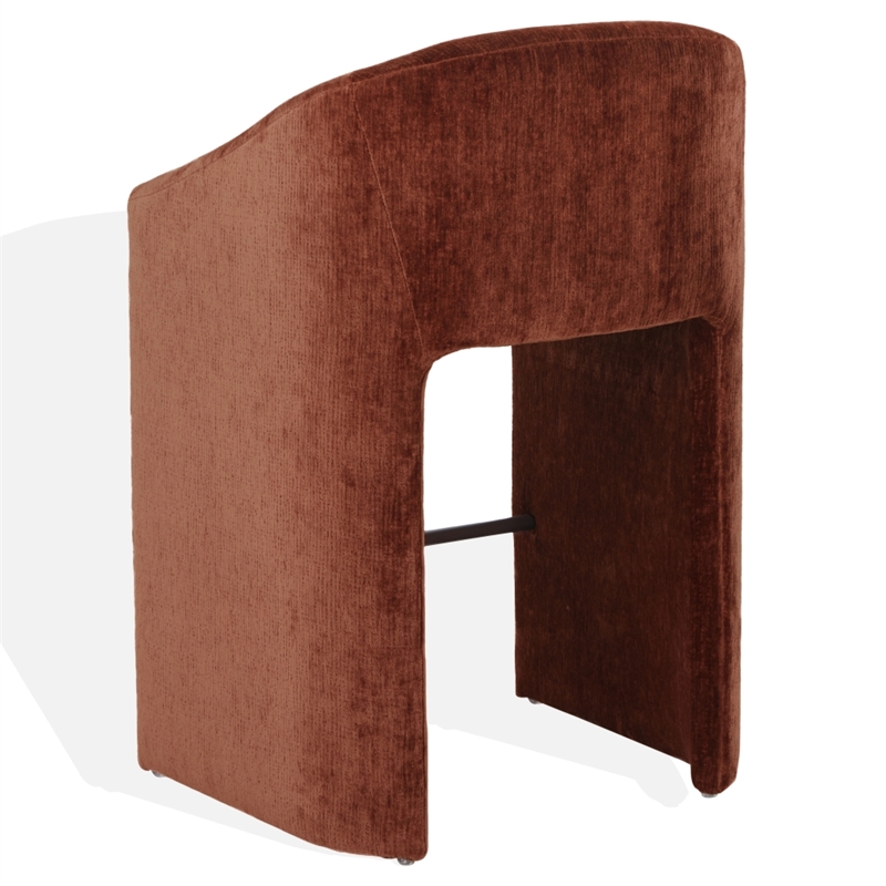 Safavieh Kagan Chenille and Wood Barstool in Camel