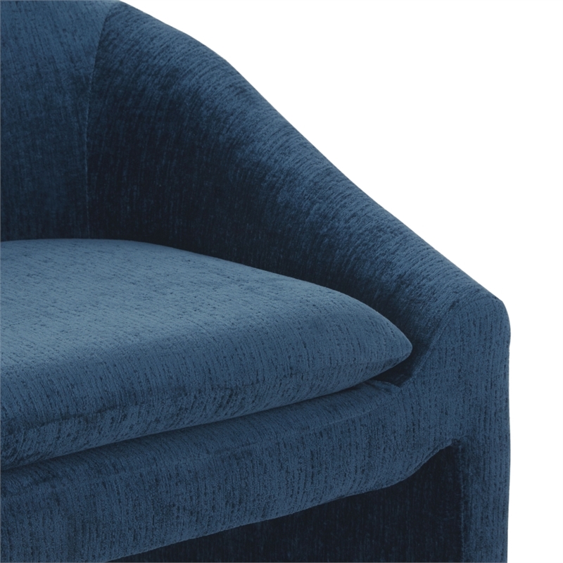 Safavieh Kagan Chenille and Wood Barstool in Navy