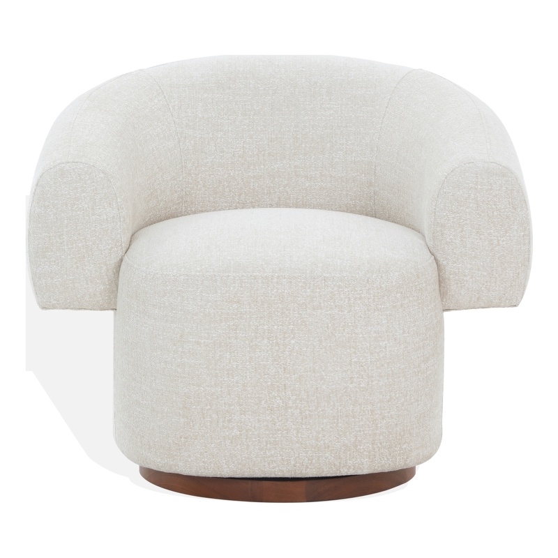 Safavieh Kerriann Chenille and Wood Swivel Chair in Taupe