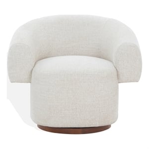 Safavieh Kerriann Chenille and Wood Swivel Chair in Taupe