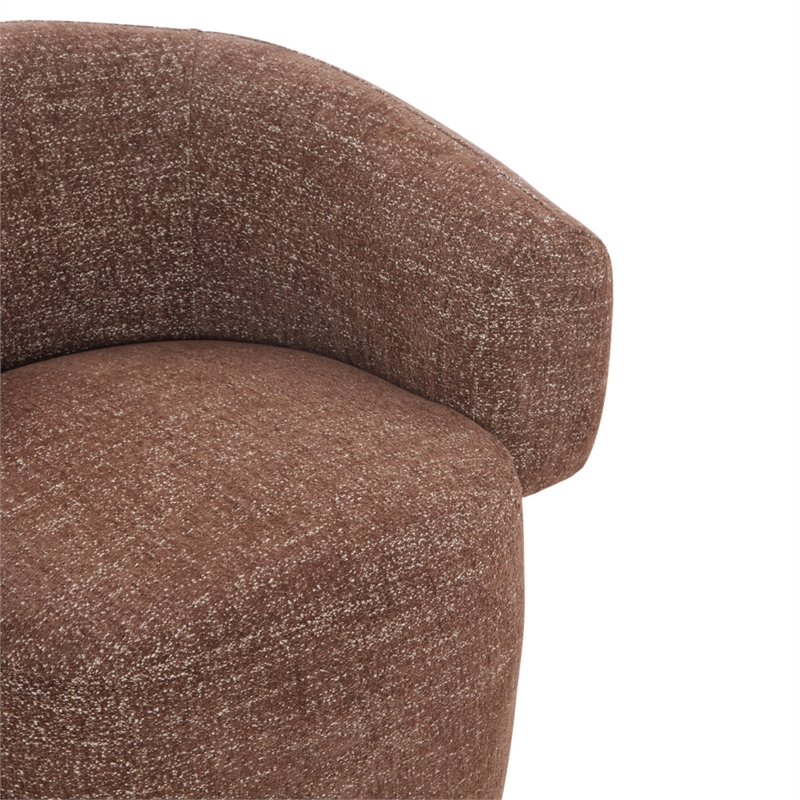 Safavieh Kerriann Chenille and Wood Swivel Chair in Brown
