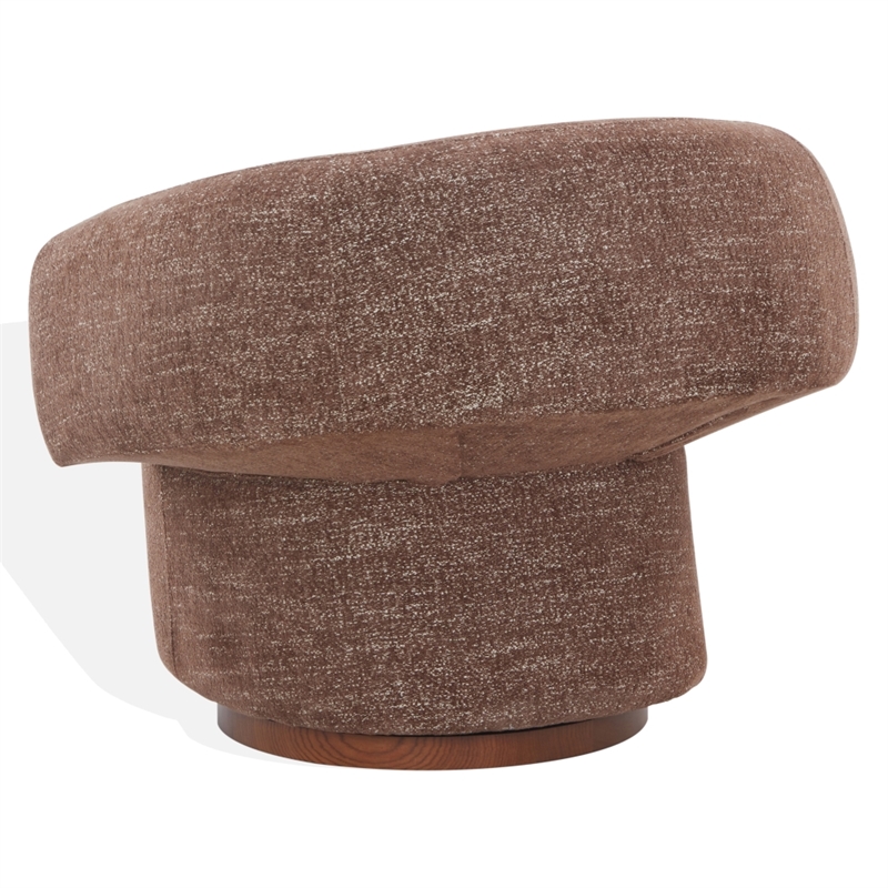 Safavieh Kerriann Chenille and Wood Swivel Chair in Brown