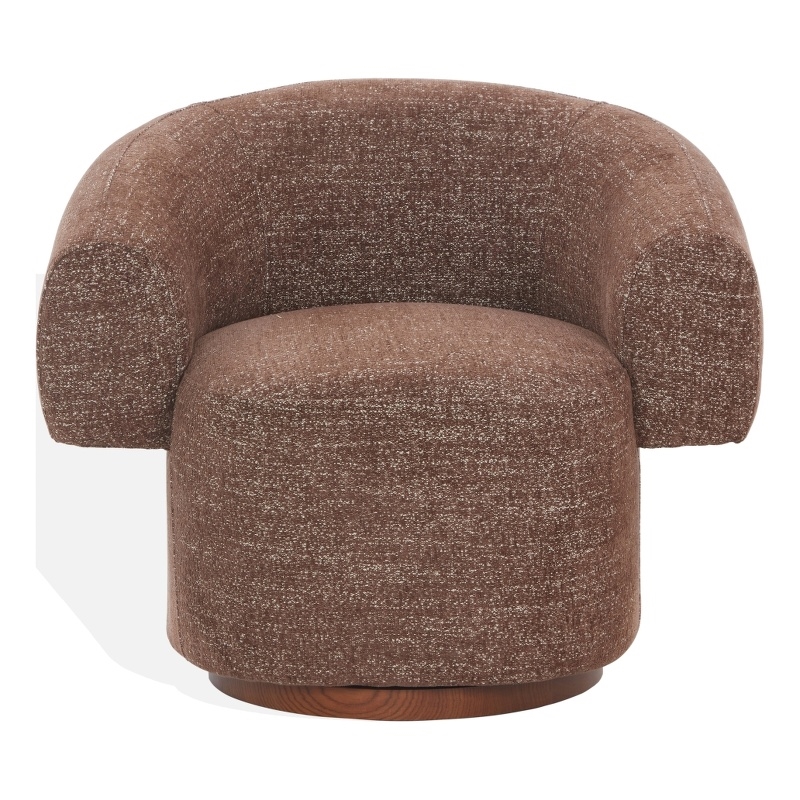 Safavieh Kerriann Chenille and Wood Swivel Chair in Brown