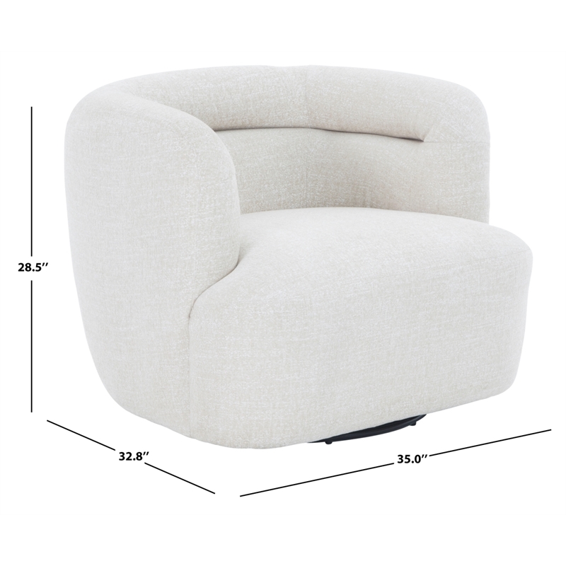 Safavieh Joangela Chenille and Wood Swivel Chair in Taupe